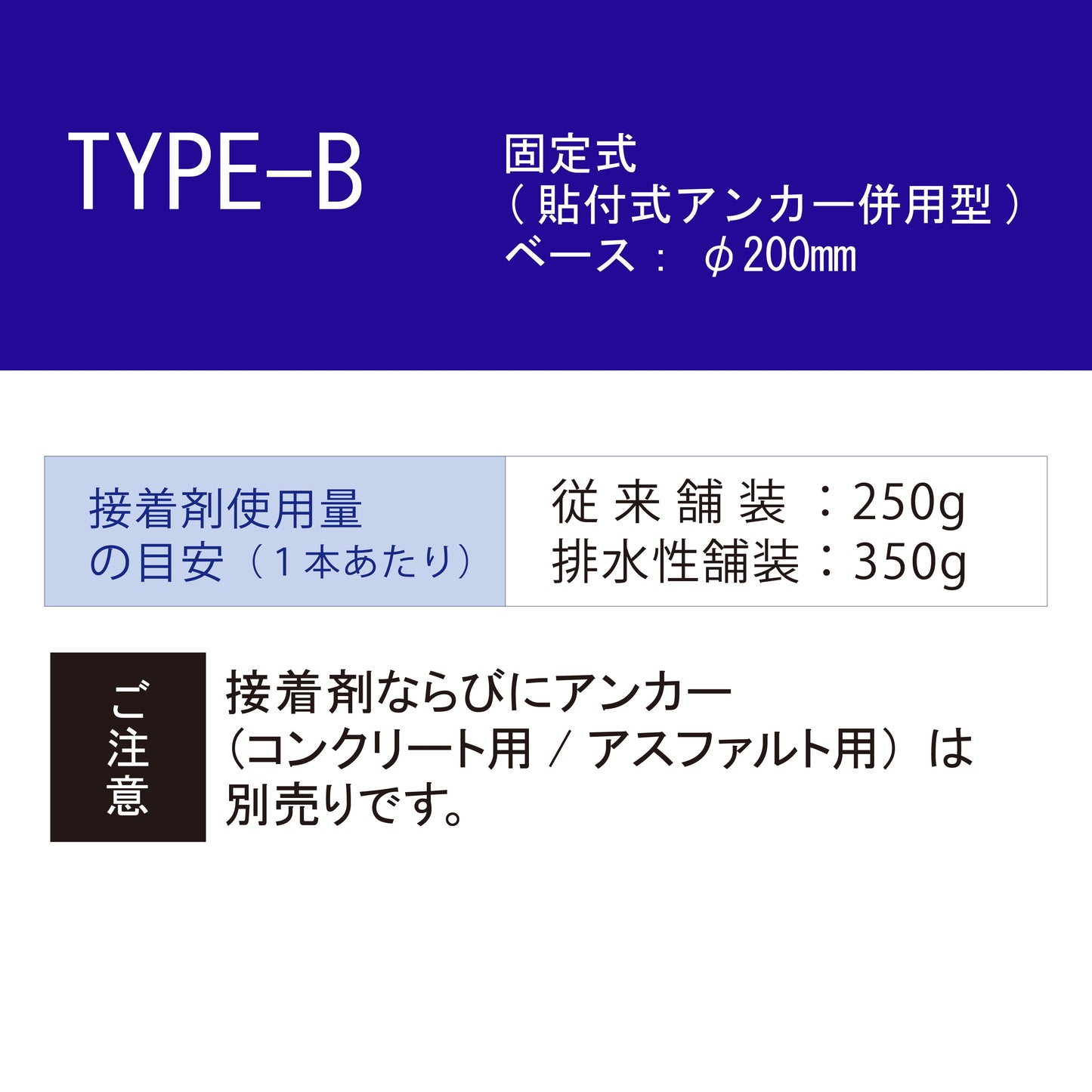 交換式車線分離標 ラバーポール サークルポスト Bタイプ 固定式200台座(貼付式アンカー併用型) 高さ400~1000 RPCLB ロマック ロードポストシリーズ サークル オレンジポール コーン