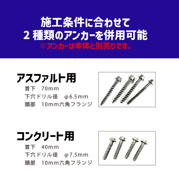 スーパーワイド Bタイプ 固定式200台座（貼付式アンカー併用型） RPSWB ホワイト/蛍光イエロー