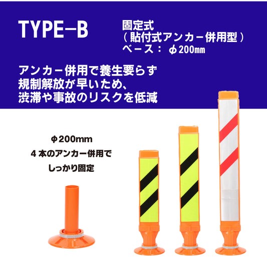 スーパーワイド タイプB 固定式200台座（貼付式アンカー併用型） RPSWB ホワイト/蛍光イエロー【法人送料無料】